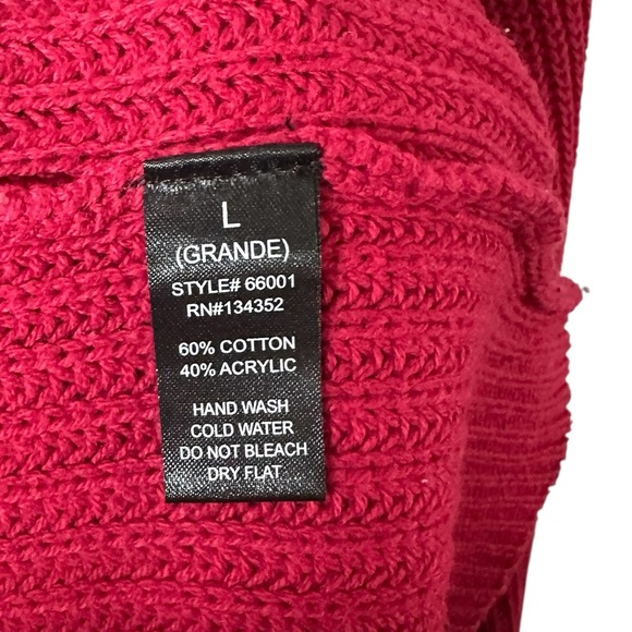 Ambiance Apparel Women’s Sweater Large Red Turtleneck Ribbed Knit Long Sleeve - Picture 7 of 8
